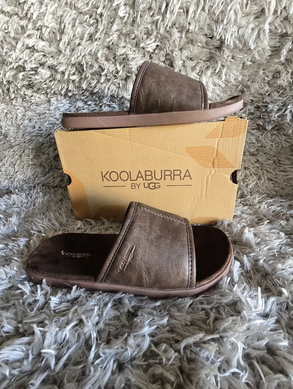 Koolaburra Brown Suede Slide Sandals for Men TREEVE
